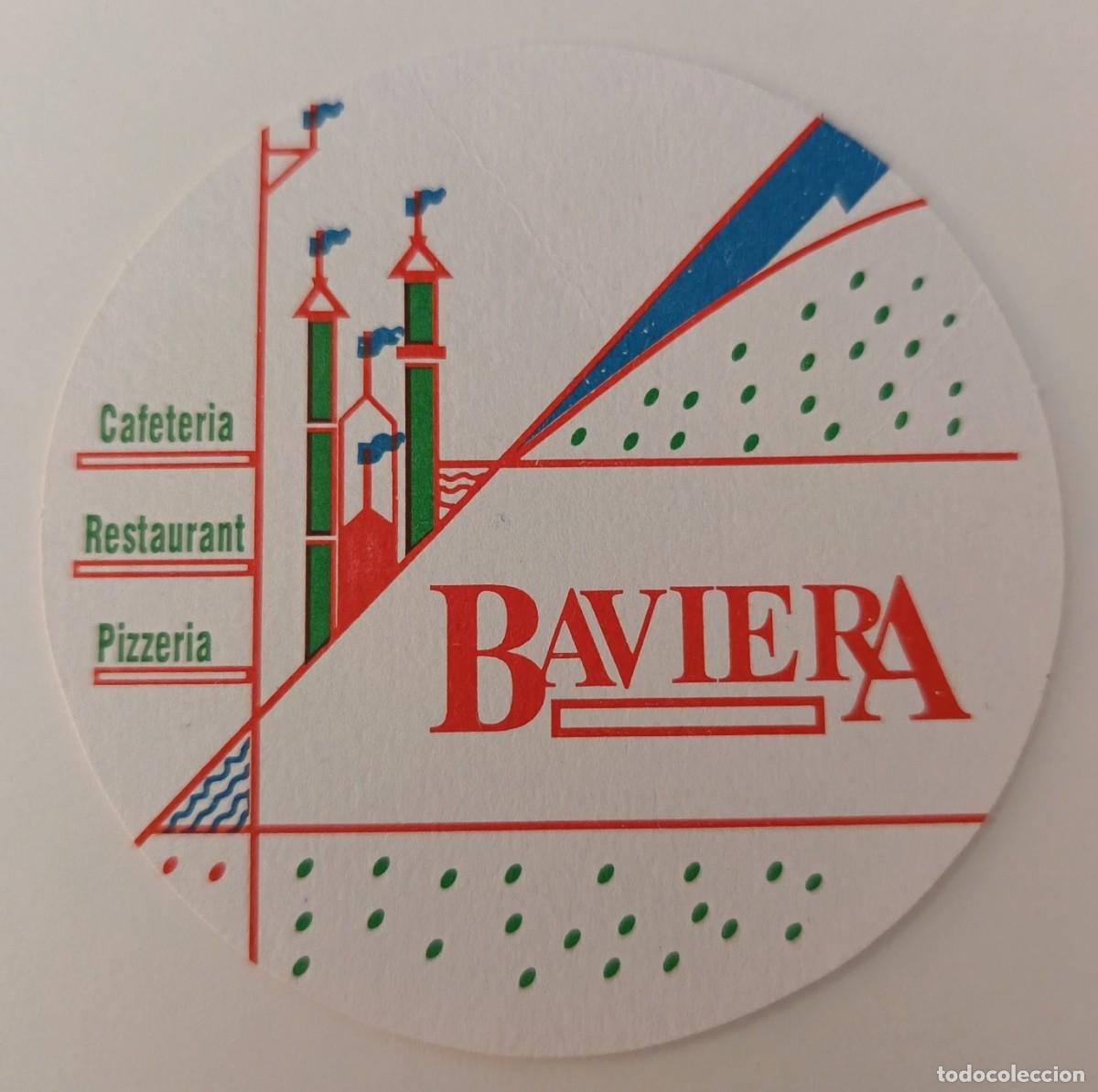 Otros art&iacute;culos de coleccionismo en papel: Posavasos. Posavasos redondo. Cafeteria Restaurant Pizzeria Baviera.