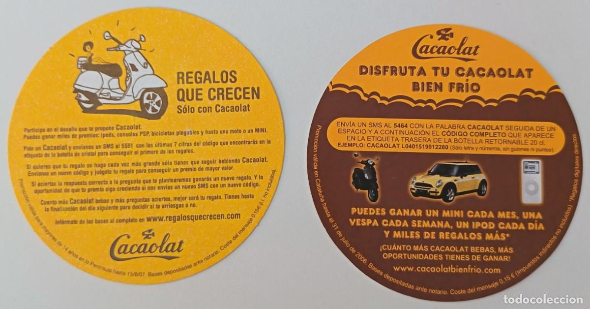 Otros art&iacute;culos de coleccionismo en papel: 2 Posavasos. Posavasos redondos. Cacaolat regalos que crecen. Sorteo.
