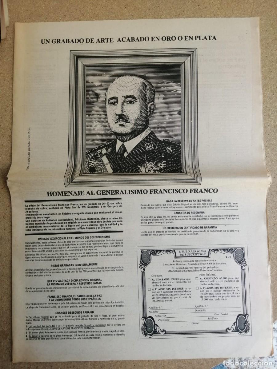 Otros art&iacute;culos de coleccionismo en papel: ANUNCIO. FRANCO, GRABADO DE ARTE ACABADOEN ORO O EN PLATA