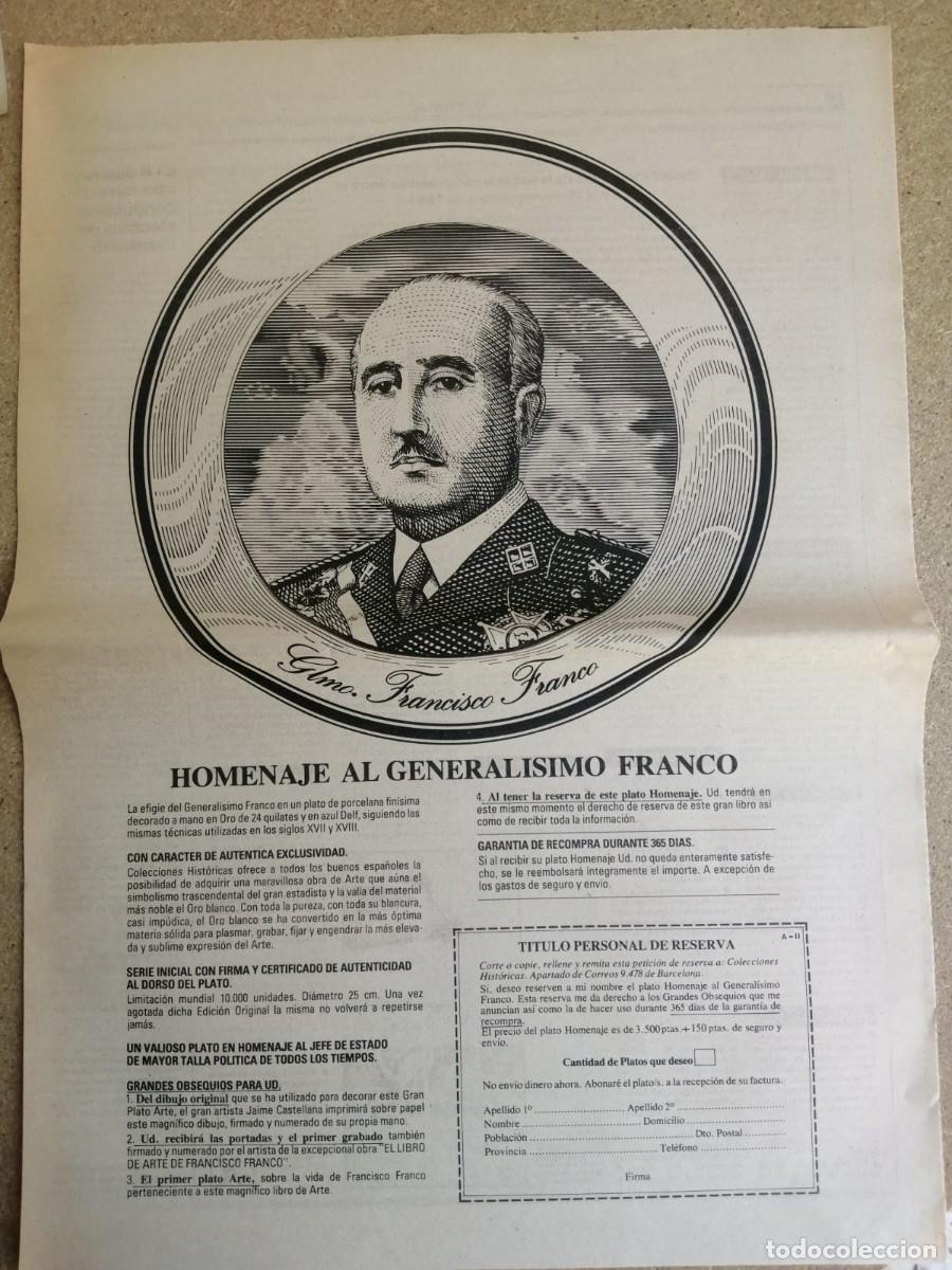 Otros art&iacute;culos de coleccionismo en papel: ANUNCIO. HOMENAJE AL GENERALISIMO FRANCO EN UN PLATO DECORADO