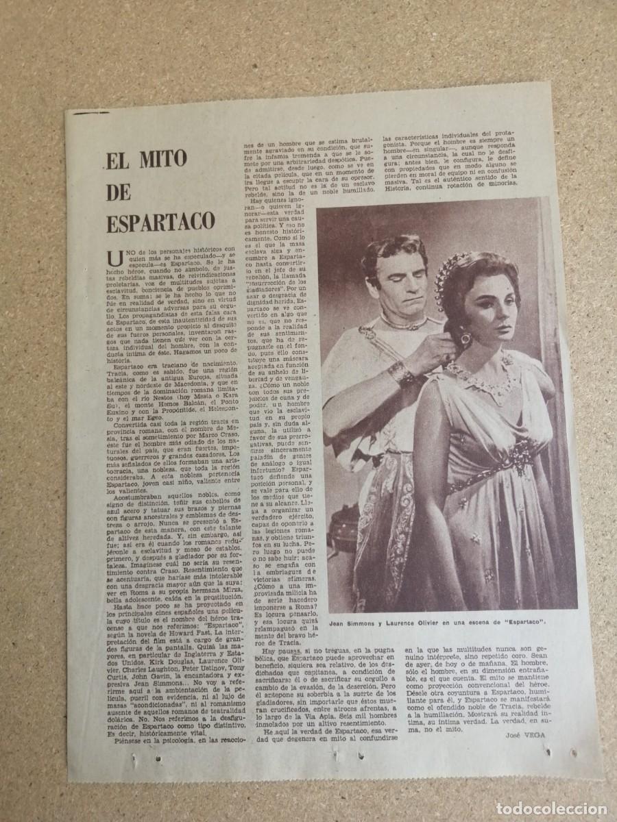 Otros art&iacute;culos de coleccionismo en papel: ARTICULO CINEMATOGRAFICO. EL MITO DE ESPARTACO