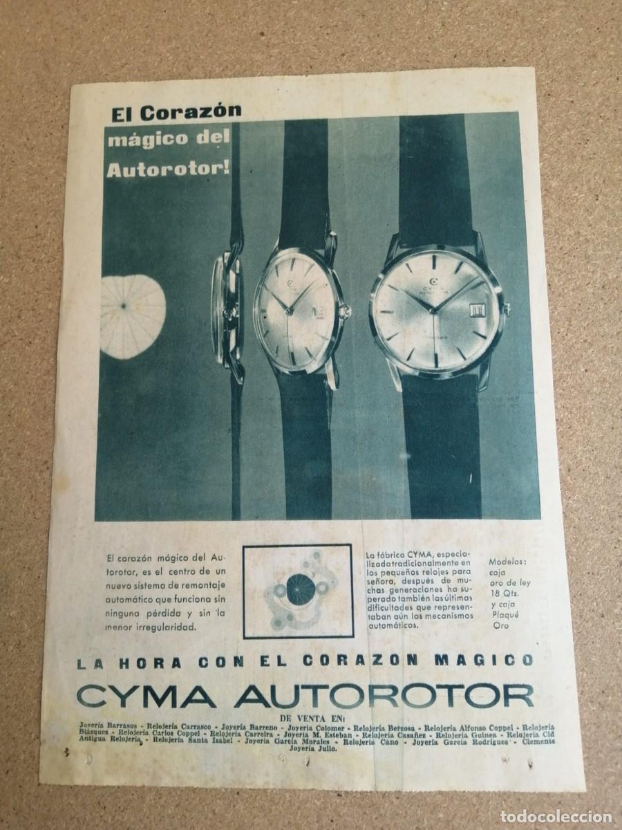 Otros art&iacute;culos de coleccionismo en papel: ANUNCIO. RELOJ CYMA.