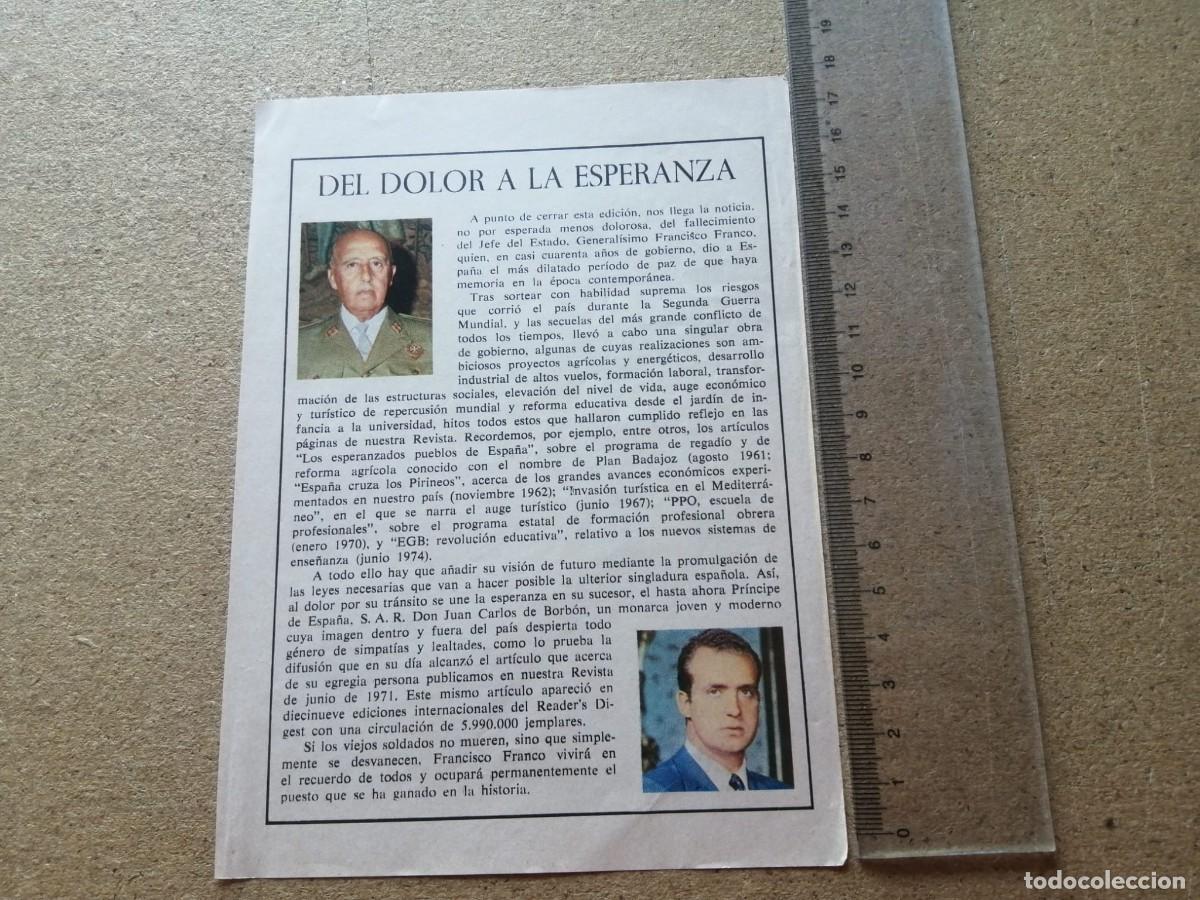 Otros art&iacute;culos de coleccionismo en papel: ARTICULO PRENSA. MUERTE DE FRANCO, DEL DOLOR A LA ESPERANZA