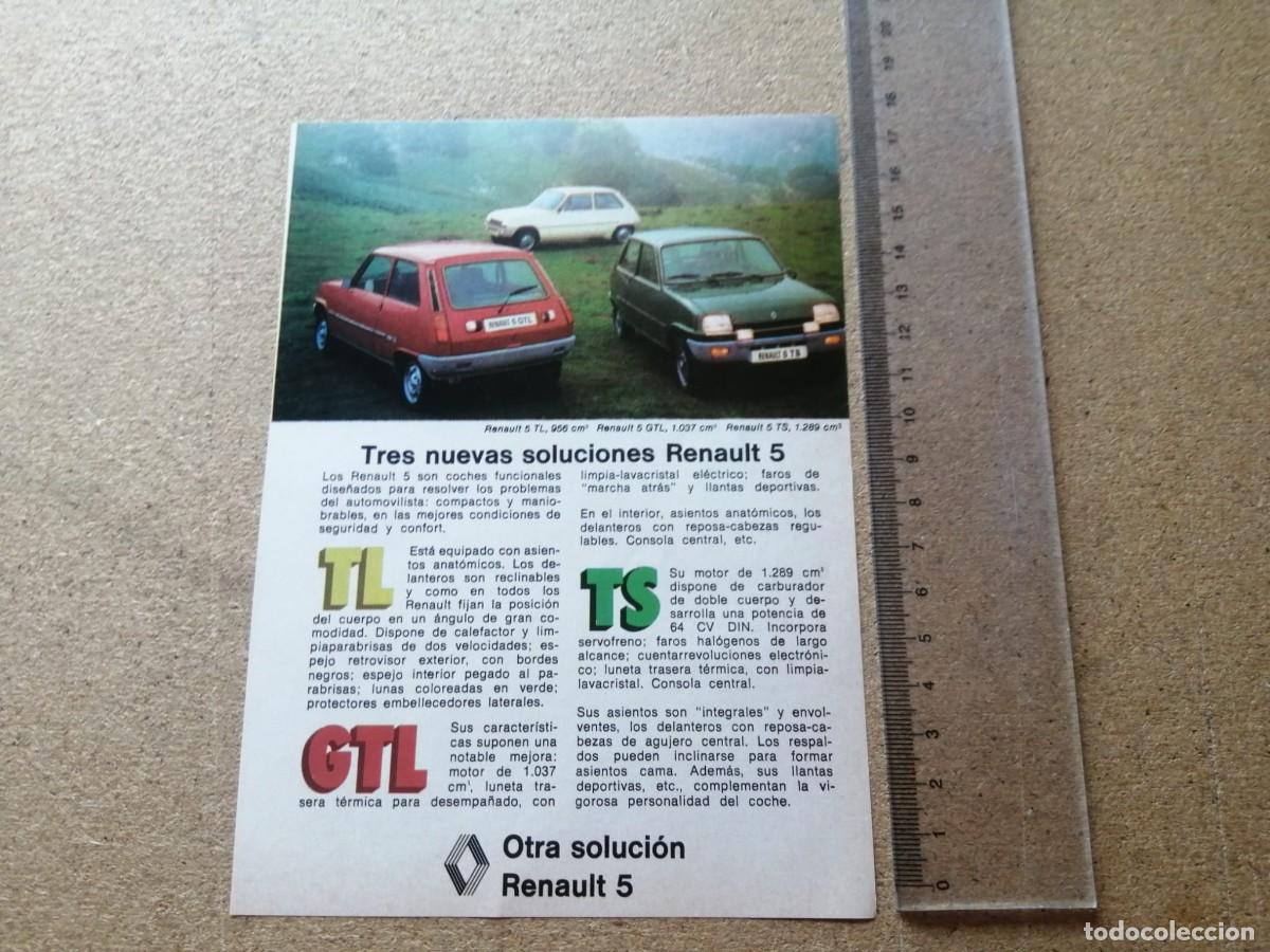 Otros art&iacute;culos de coleccionismo en papel: ANUNCIO. RENAULT 5, TRES NUEVAS SOLUCIONES