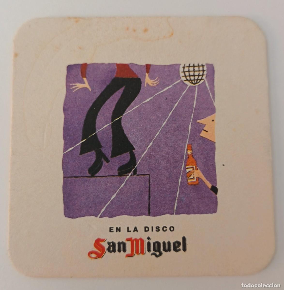 Otros art&iacute;culos de coleccionismo en papel: Posavasos. Posavasos cuadrado. En la disco San Miguel.