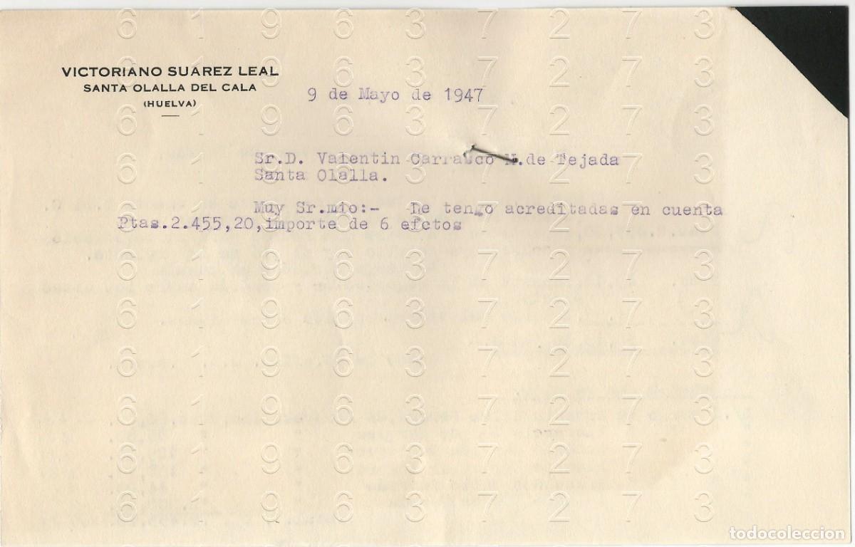 Collectionnisme Papier divers: SANTA OLALLA DEL CALA HUELVA 1947 CARTA M33