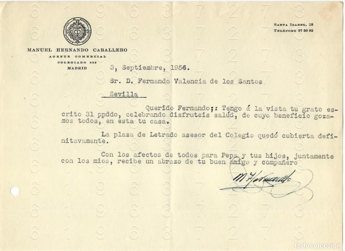 Collectionnisme Papier divers: MANUEL HERNANDO CABALLERO 1956 CARTA M33