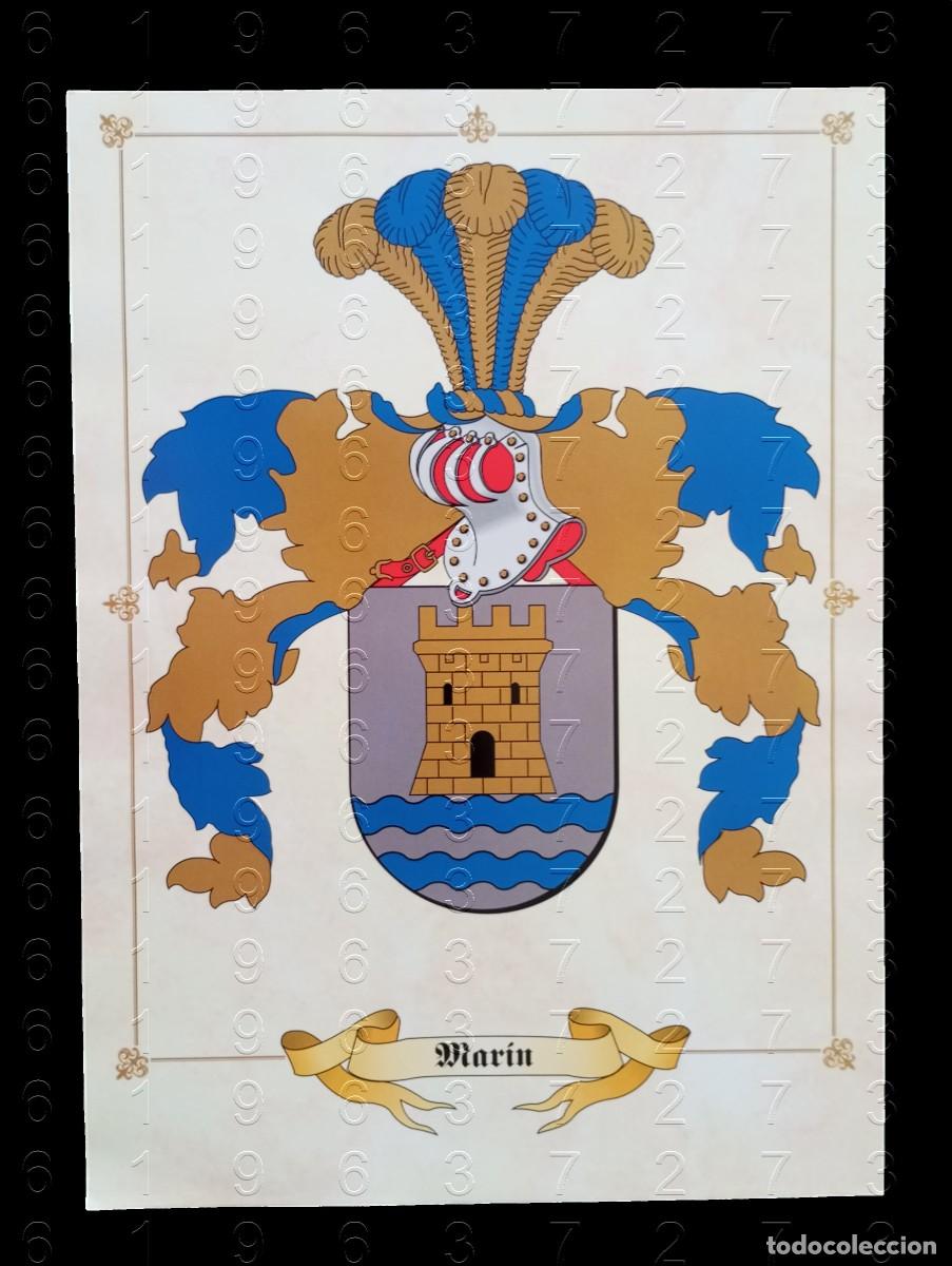 Otros art&iacute;culos de coleccionismo en papel: APELLIDO MARIN LAMINA EN PAPEL COUCHE 34 CENTIMETROS GENEALOGIA HERALDICA LG29