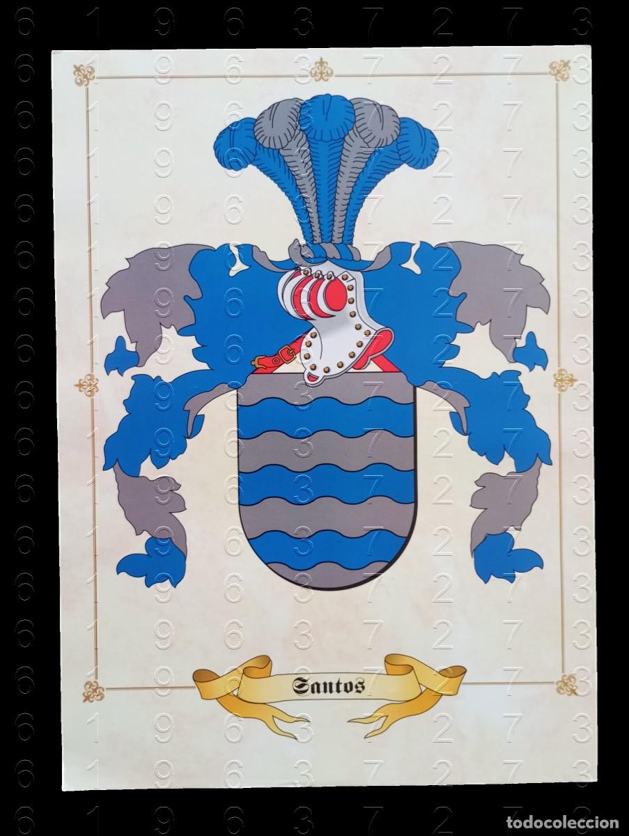 Otros art&iacute;culos de coleccionismo en papel: APELLIDO SANTOS LAMINA EN PAPEL COUCHE 34 CENTIMETROS GENEALOGIA HERALDICA LG29