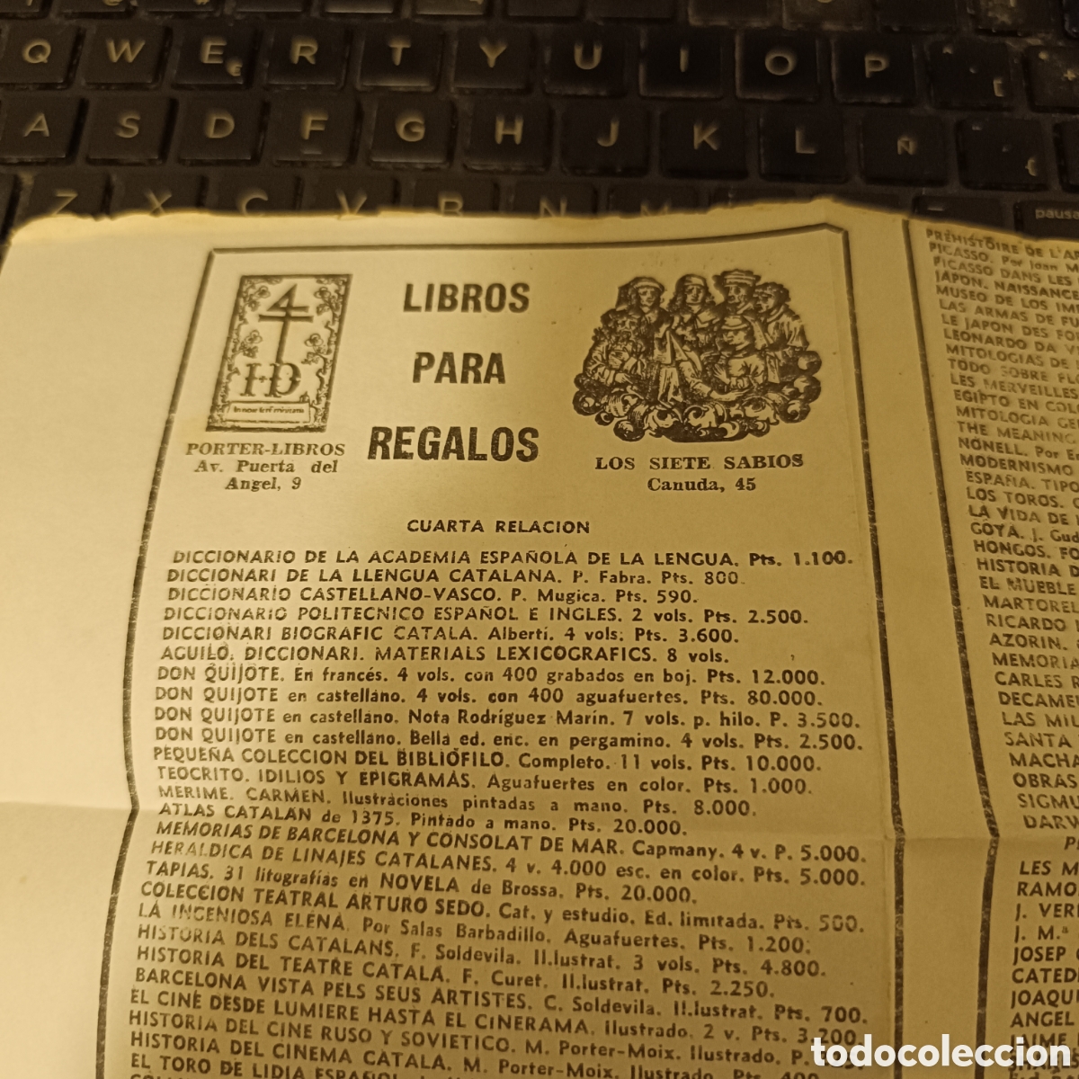 Otros art&iacute;culos de coleccionismo en papel: FOLLETO LIBROS PARA REGALOS - PORTER - LOS SIETE SABIOS - CUARTA RELACI&Oacute;N - BARCELONA A&Ntilde;OS 60-70