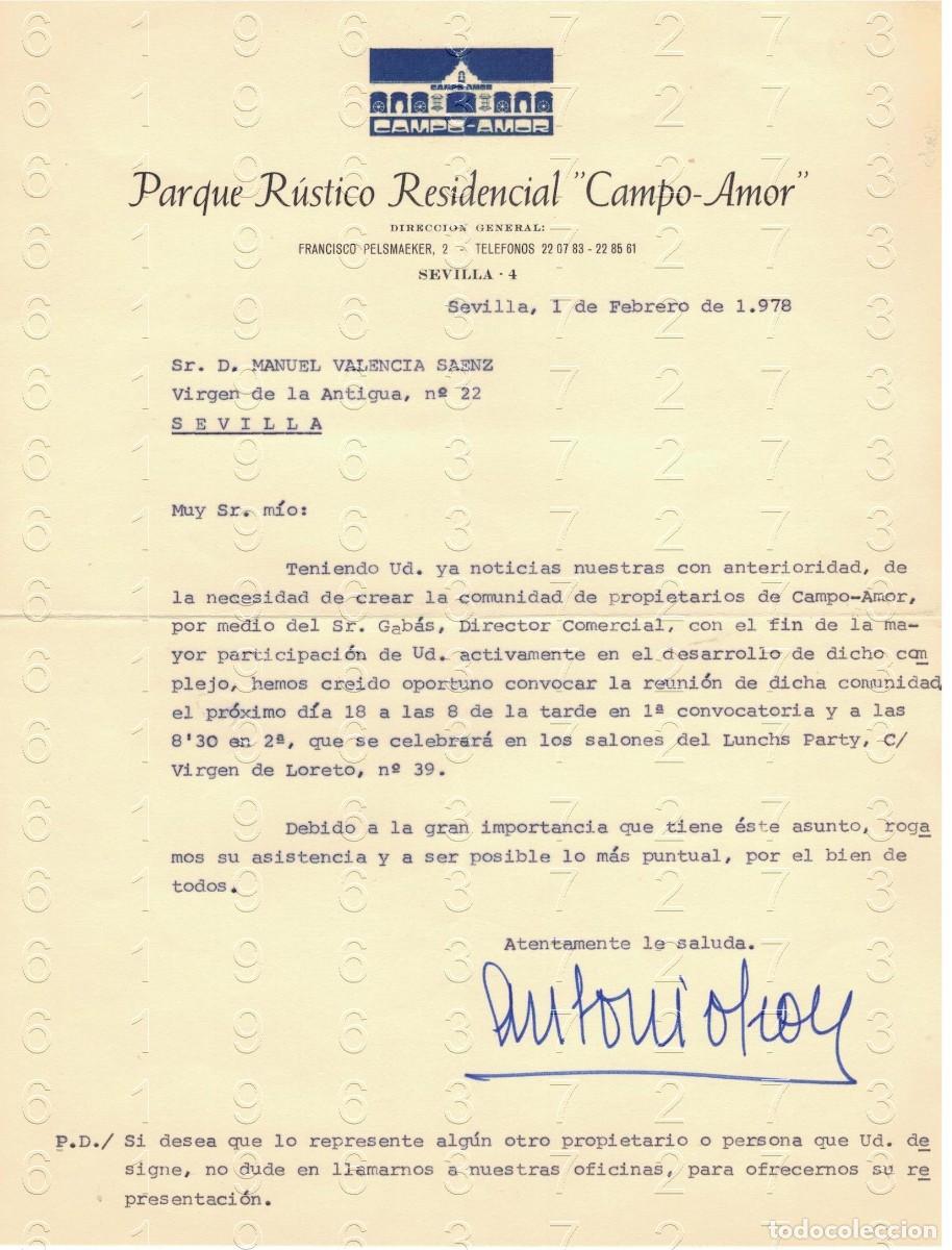 Otros art&iacute;culos de coleccionismo en papel: SEVILLA PARQUE RUSTICO RESIDENCIAL CAMPO AMOR 1978 M34