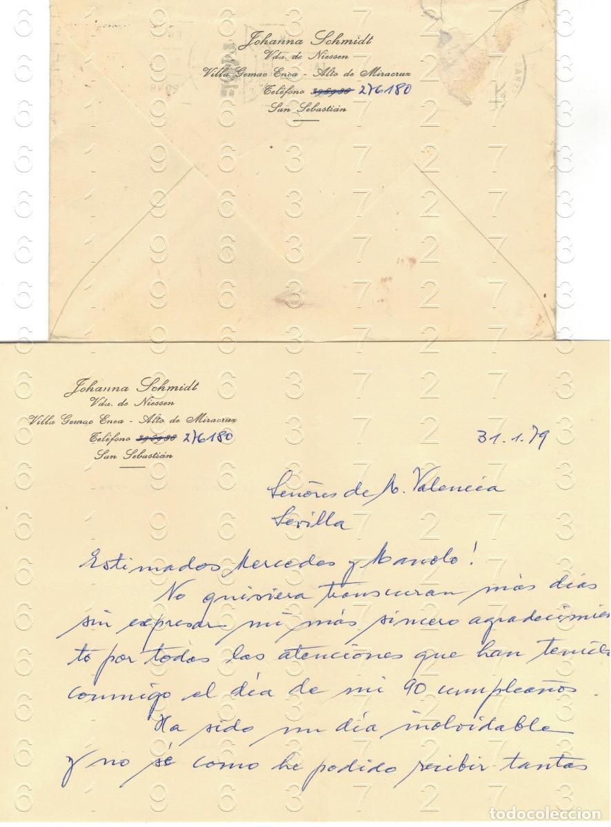 Otros art&iacute;culos de coleccionismo en papel: RENTERIA NIESSEN JOHANNA SCHMIDT SAN SEBASTIAN CARTA 1979 M34