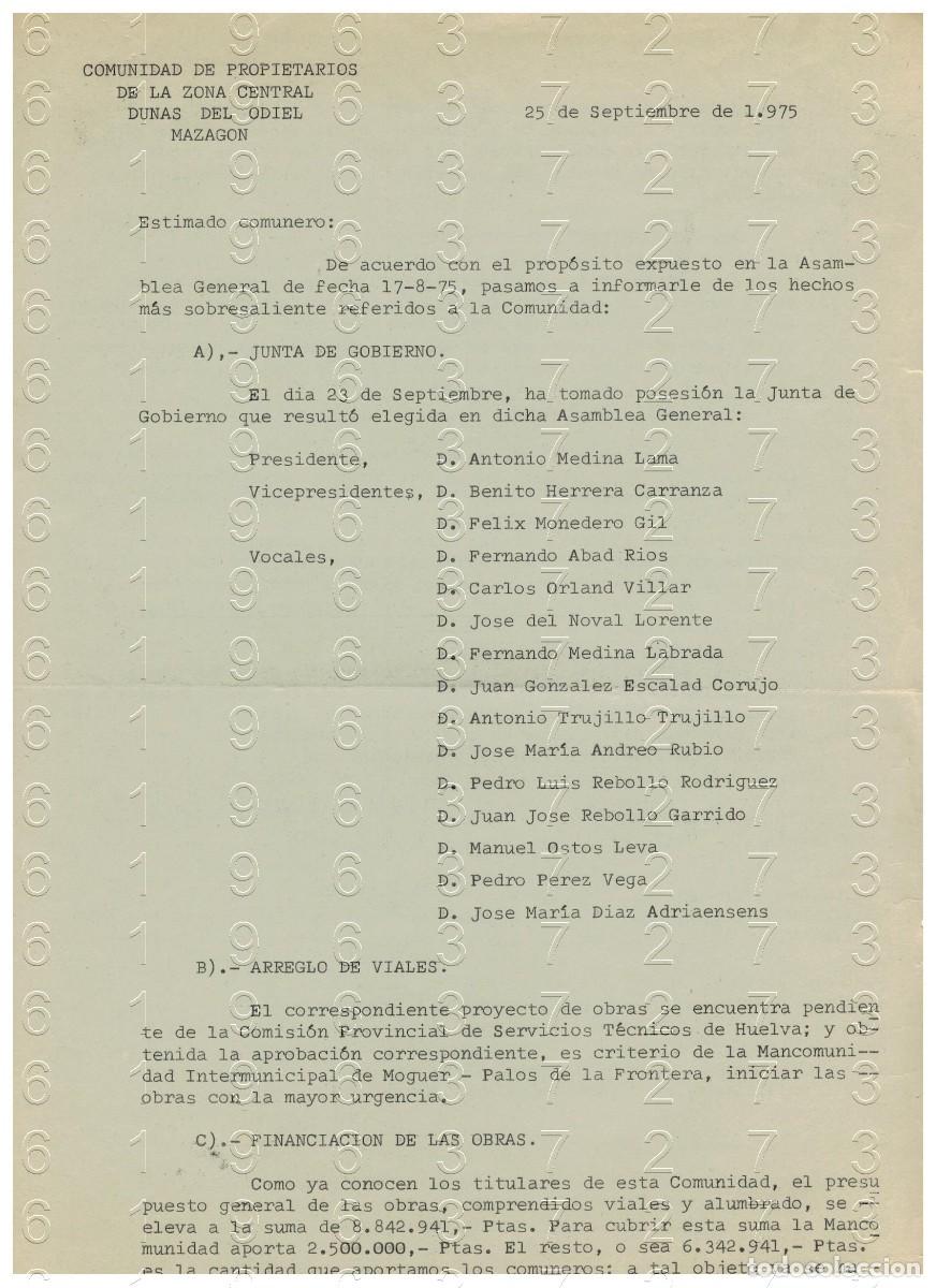 Otros art&iacute;culos de coleccionismo en papel: MAZAGON HUELVA DUNAS DEL ODIEL 1975 M34