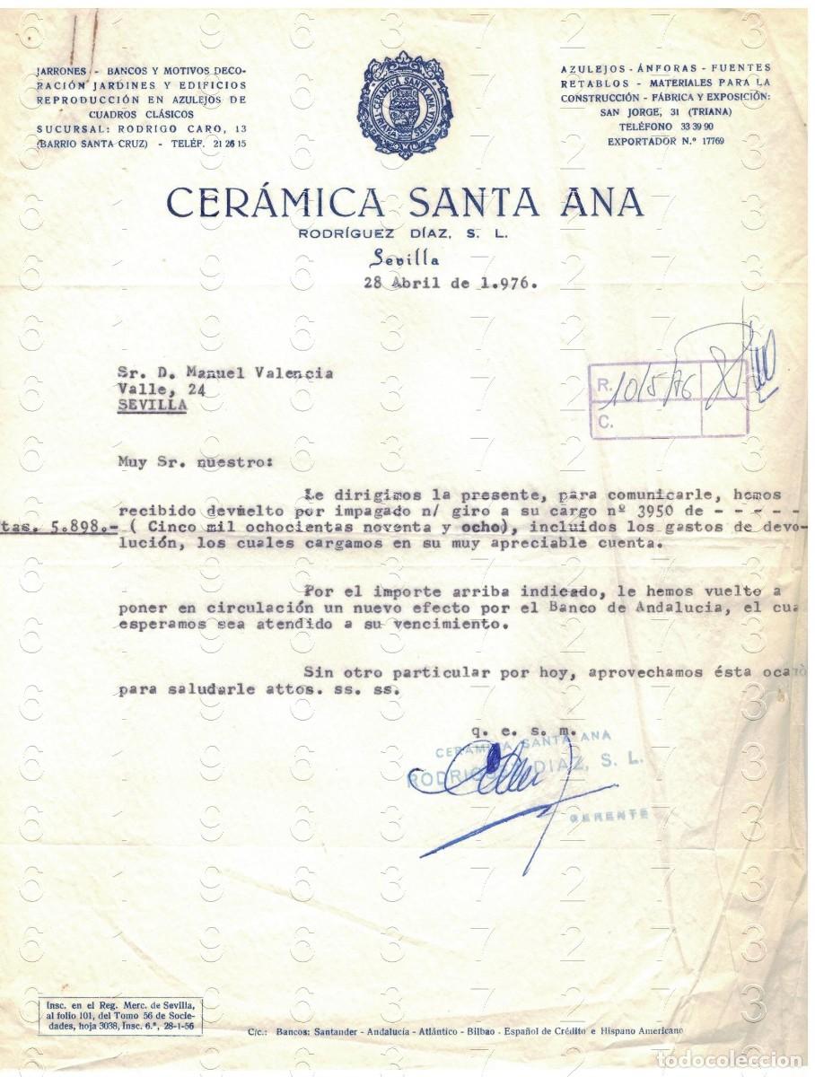 Otros art&iacute;culos de coleccionismo en papel: SEVILLA CERAMICA SANTA ANA 1976 CARTA M34