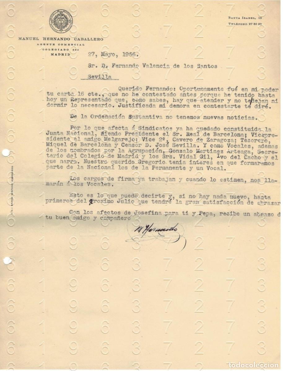 Otros art&iacute;culos de coleccionismo en papel: MANUEL HERNANDO CABALLERO MADRID 1956 CARTA M34