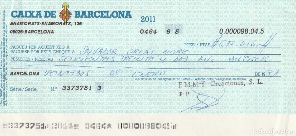 Otros art&iacute;culos de coleccionismo en papel: 2 CHEQUES CAIXA DE BARCELONA 1.991 Y BANCO COMERCIO 1.991