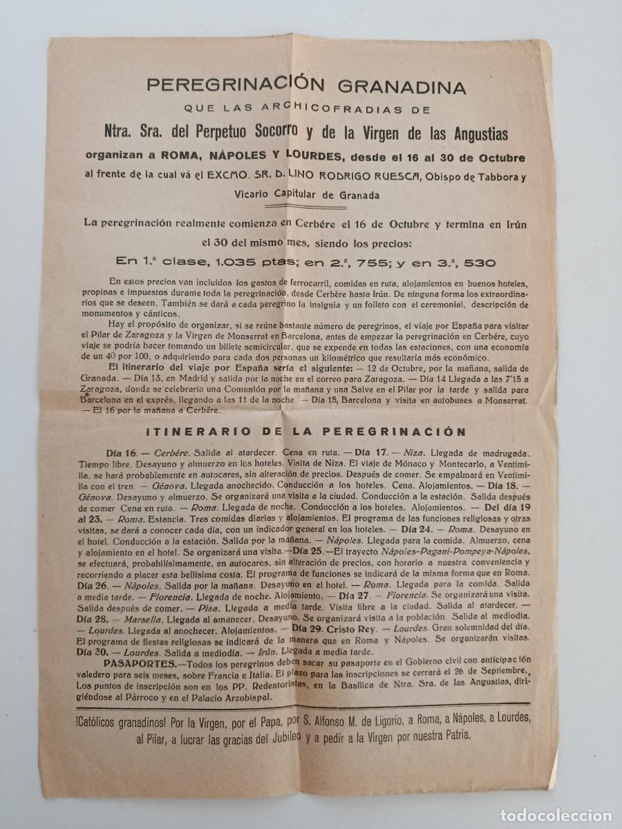 Otros art&iacute;culos de coleccionismo en papel: PROGRAMA PEREGRINACI&Oacute;N NTRA. SE&Ntilde;ORA PERPETUO SOCORRO Y VIRGEN DE LAS ANGUSTIAS. GRANADA
