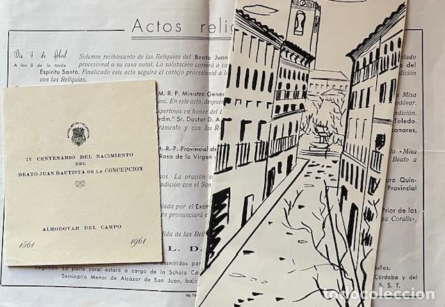 Otros art&iacute;culos de coleccionismo en papel: IV CENTENARIO DEL NACIMIENTO DE JUAN BAUTISTA DE LA CONCEPCION, ALMODOBAR DEL CAMPO Y MENU
