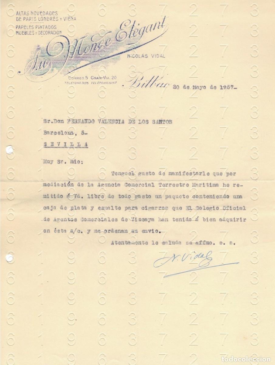 Otros art&iacute;culos de coleccionismo en papel: BILBAO NICOLAS VIDAL MONDE ELEGANT 1957 CARTA M35