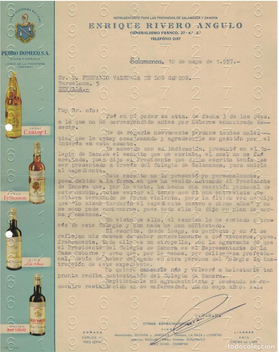 Otros art&iacute;culos de coleccionismo en papel: SALAMANCA ENRIQUE RIVERO ANGULO 1957 CARTA M35