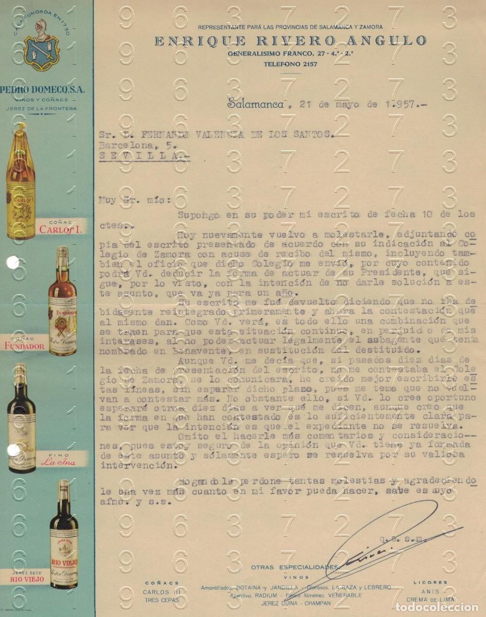 Otros art&iacute;culos de coleccionismo en papel: SALAMANCA ENRIQUE RIVERO ANGULO 1957 CARTA M35