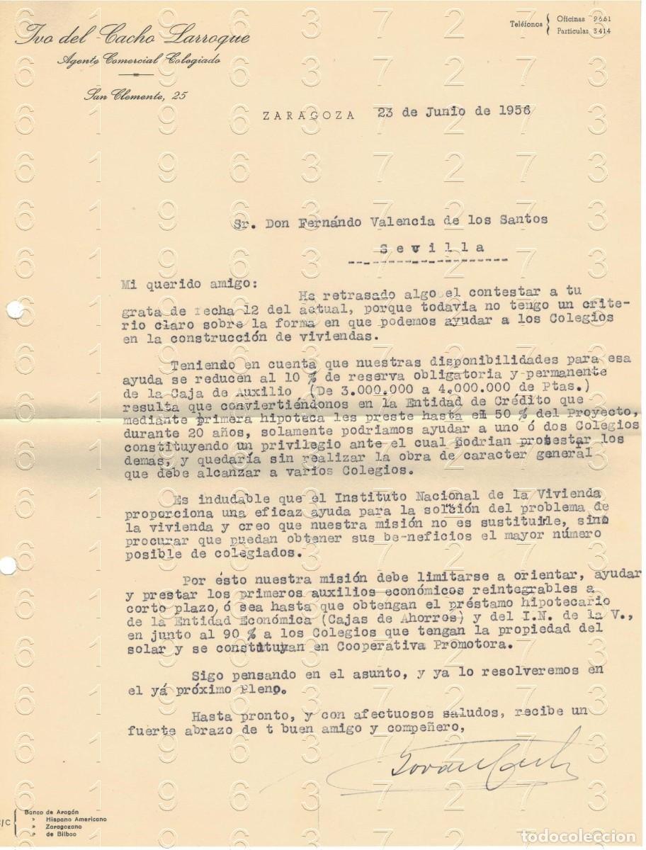 Otros art&iacute;culos de coleccionismo en papel: ZARAGOZA IBO DEL CACHO LARROQUE 1956 CARTA M35