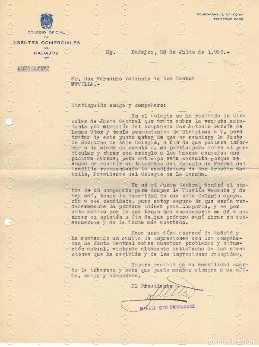 Otros art&iacute;culos de coleccionismo en papel: BADAJOZ MANUEL SITO FERNANDEZ 1956 CARTA M35
