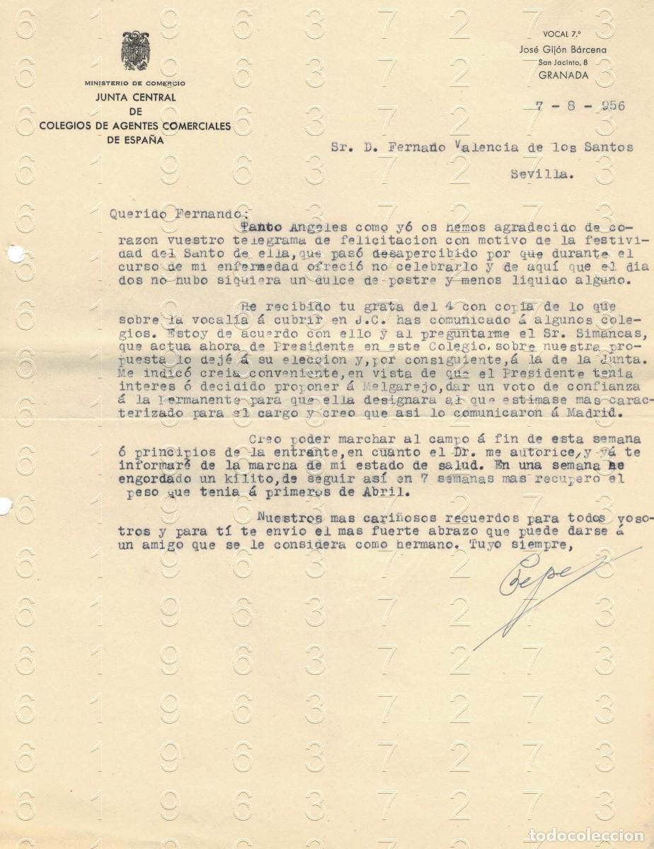 Otros art&iacute;culos de coleccionismo en papel: GRANADA JOSE GIJON BARCENA 1956 CARTA M35