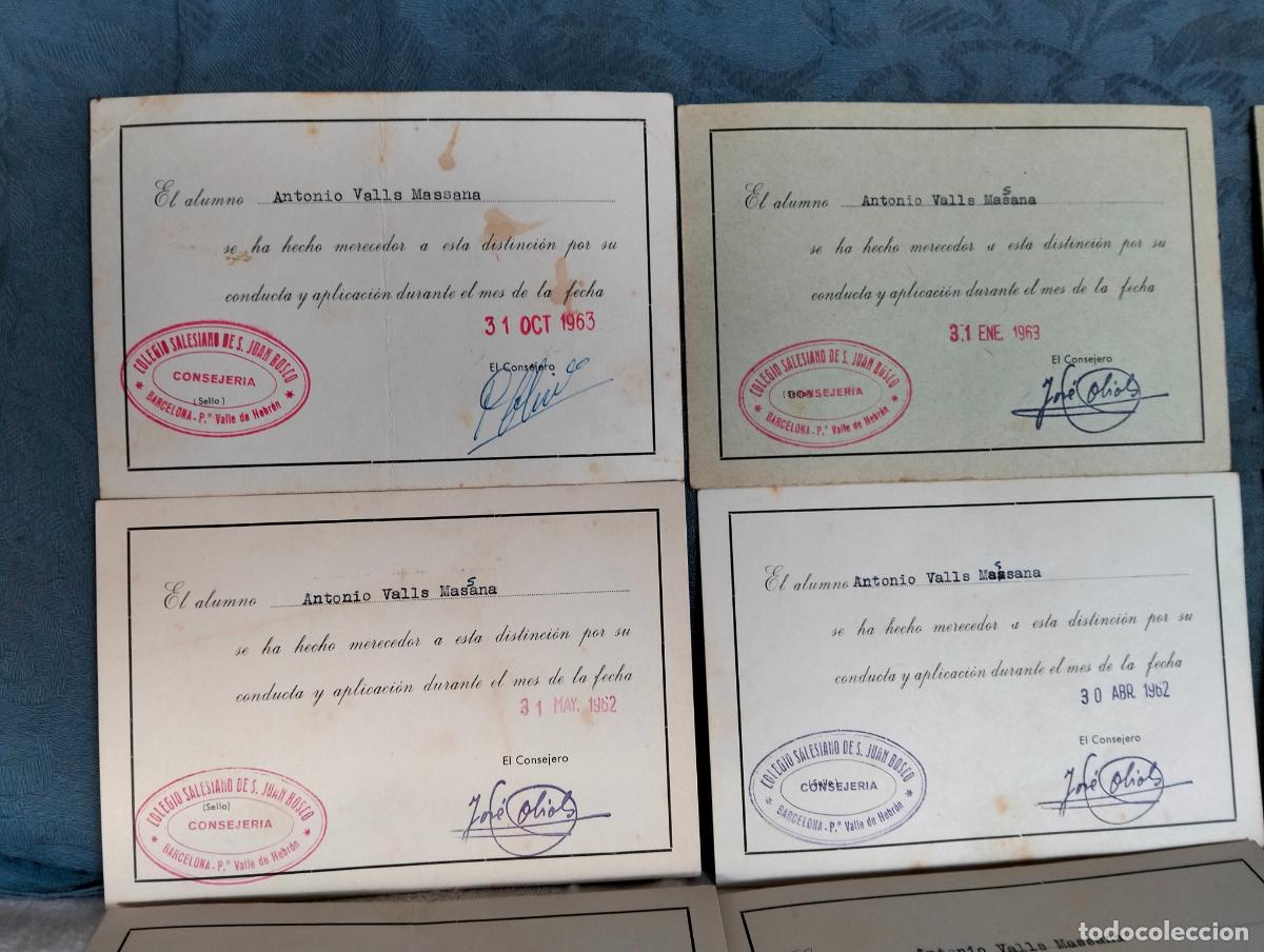 Altri oggetti di carta: Lote tarjetas distinciones escolares colegio salesiano de san juan bosco a&ntilde;os 60 Barcelona