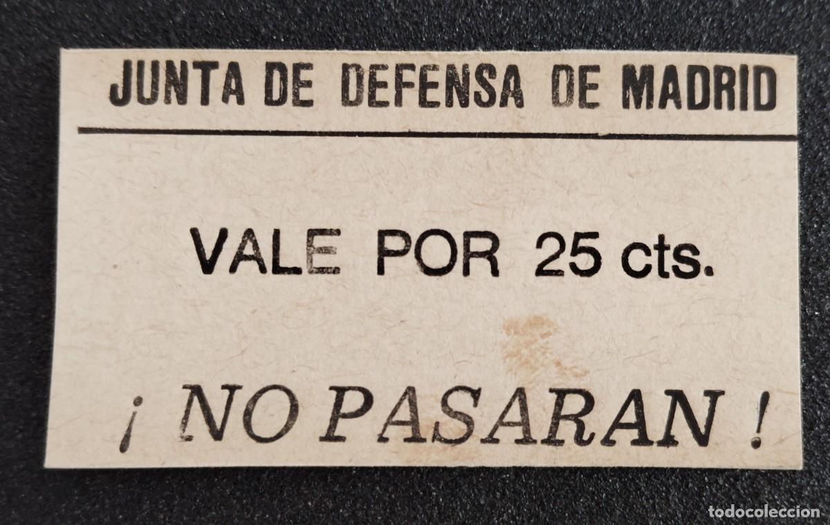 Otros art&iacute;culos de coleccionismo en papel: VALE POR 25 centimos.JUNTA DEFENSA DE MADRID. - NUMERADO - ENVIO INCLUIDO EN EL PRECIO.
