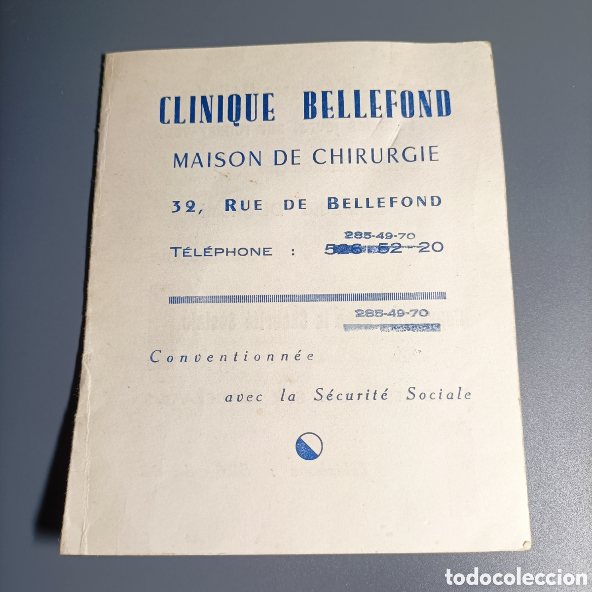 Sammelleidenschaft Andere Papierartikel: FOLLETO CLINIQUE BELLEFOND. MAISON DE CHIRURGUE