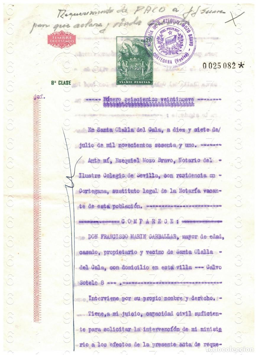 Otros art&iacute;culos de coleccionismo en papel: SANTA OLALLA DEL CALA MINA DEL TEHULER DOCUMENTO 1961 4 PGS LG34