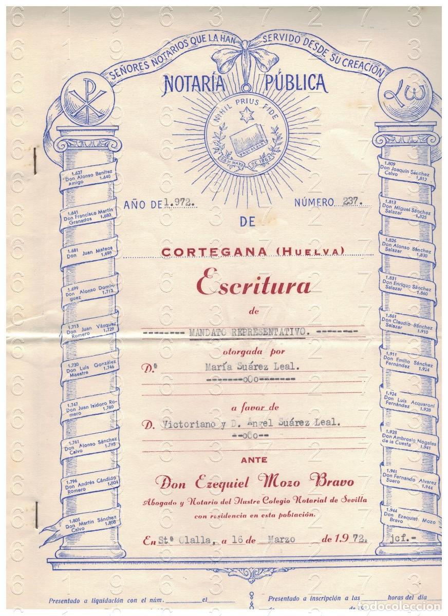 Otros art&iacute;culos de coleccionismo en papel: SANTA OLALLA DEL CALA MANDATO REPRESENTATIVO 1972 DOCUMENTO 4 PGS LG34