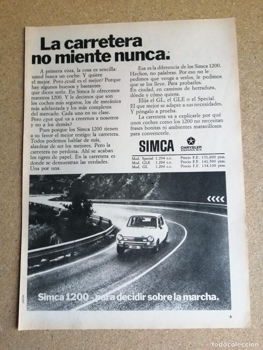 Otros art&iacute;culos de coleccionismo en papel: ANUNCIO. SIMCA 1200.