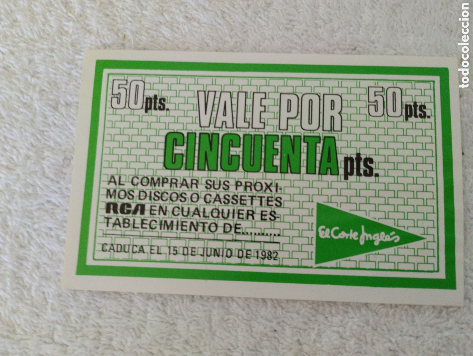 Otros art&iacute;culos de coleccionismo en papel: Vale antiguo El Corte Ingl&eacute;s