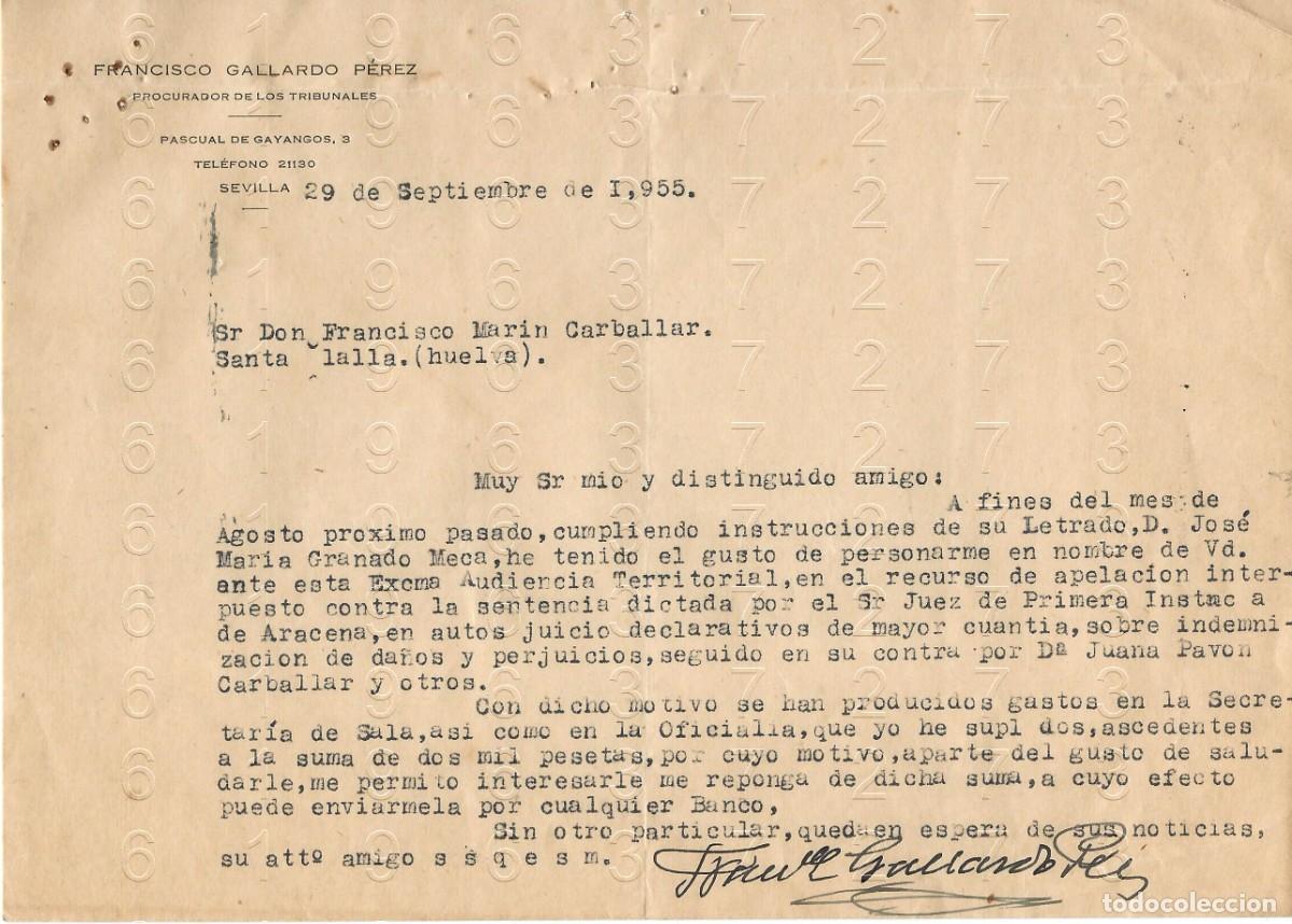 Otros art&iacute;culos de coleccionismo en papel: SEVILLA FRANCISCO GRANADOS PEREZ 1955 CARTA M36