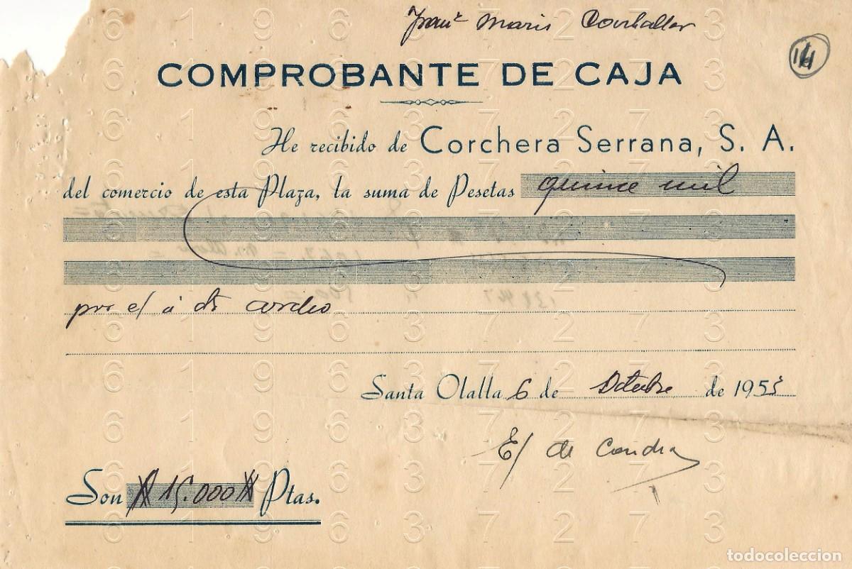 Otros art&iacute;culos de coleccionismo en papel: SANTA OLALLA DEL CALA CORCHERA SERRANA RECIBO 1953 M36