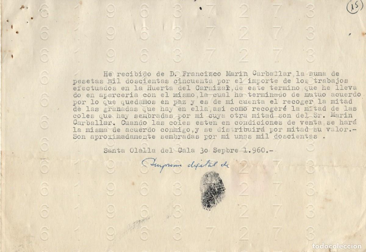 Otros art&iacute;culos de coleccionismo en papel: SANTA OLALLA DEL CALA HUERTA DEL CARNIZAL CARTA 1960 M36