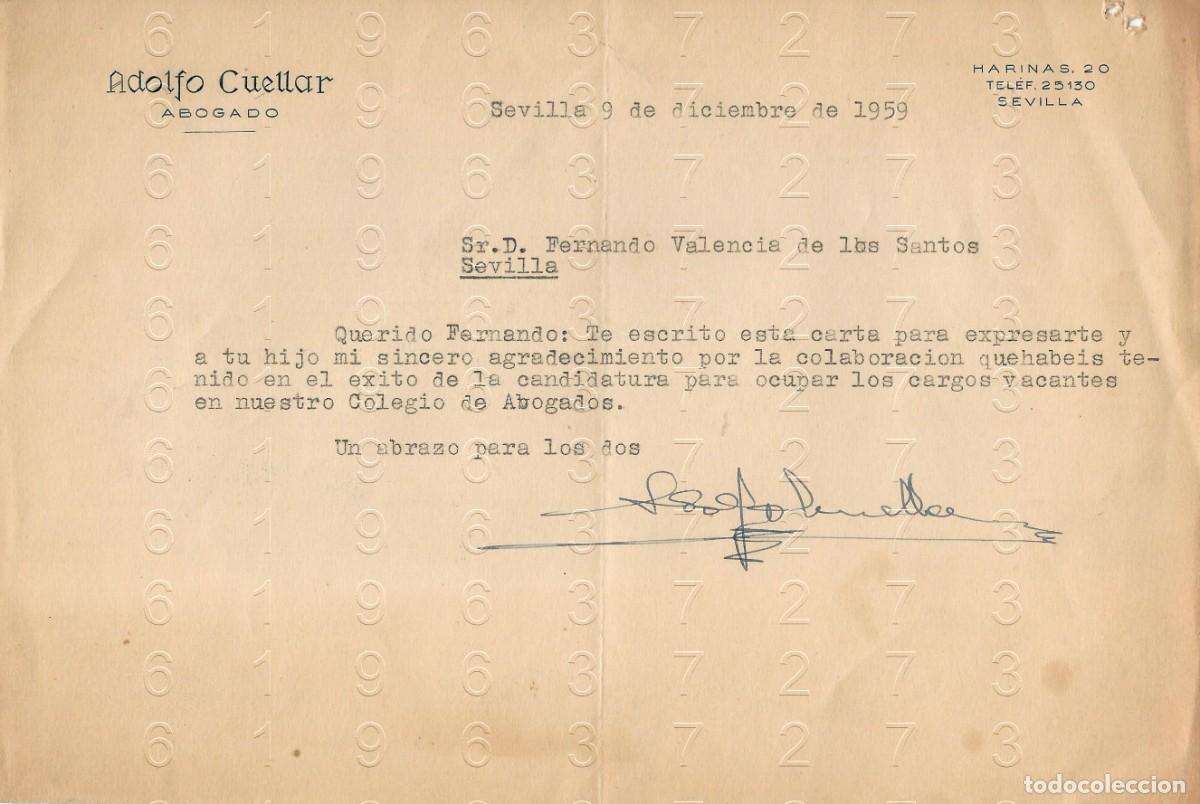 Otros art&iacute;culos de coleccionismo en papel: SEVILLA ADOLFO CUELLAR 1959 CARTA M36