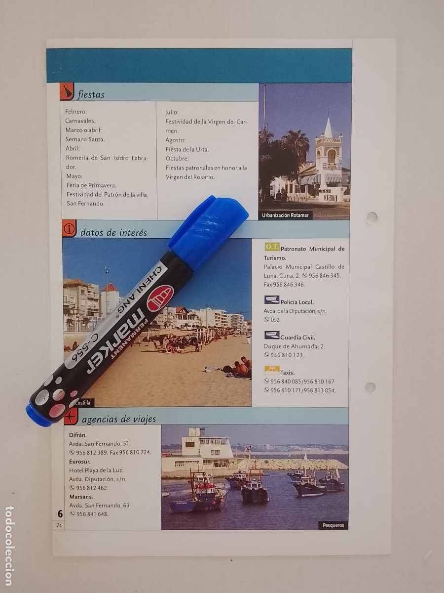 Otros art&iacute;culos de coleccionismo en papel: ficha tecnica coleccionable sobre cadiz . villa de rota