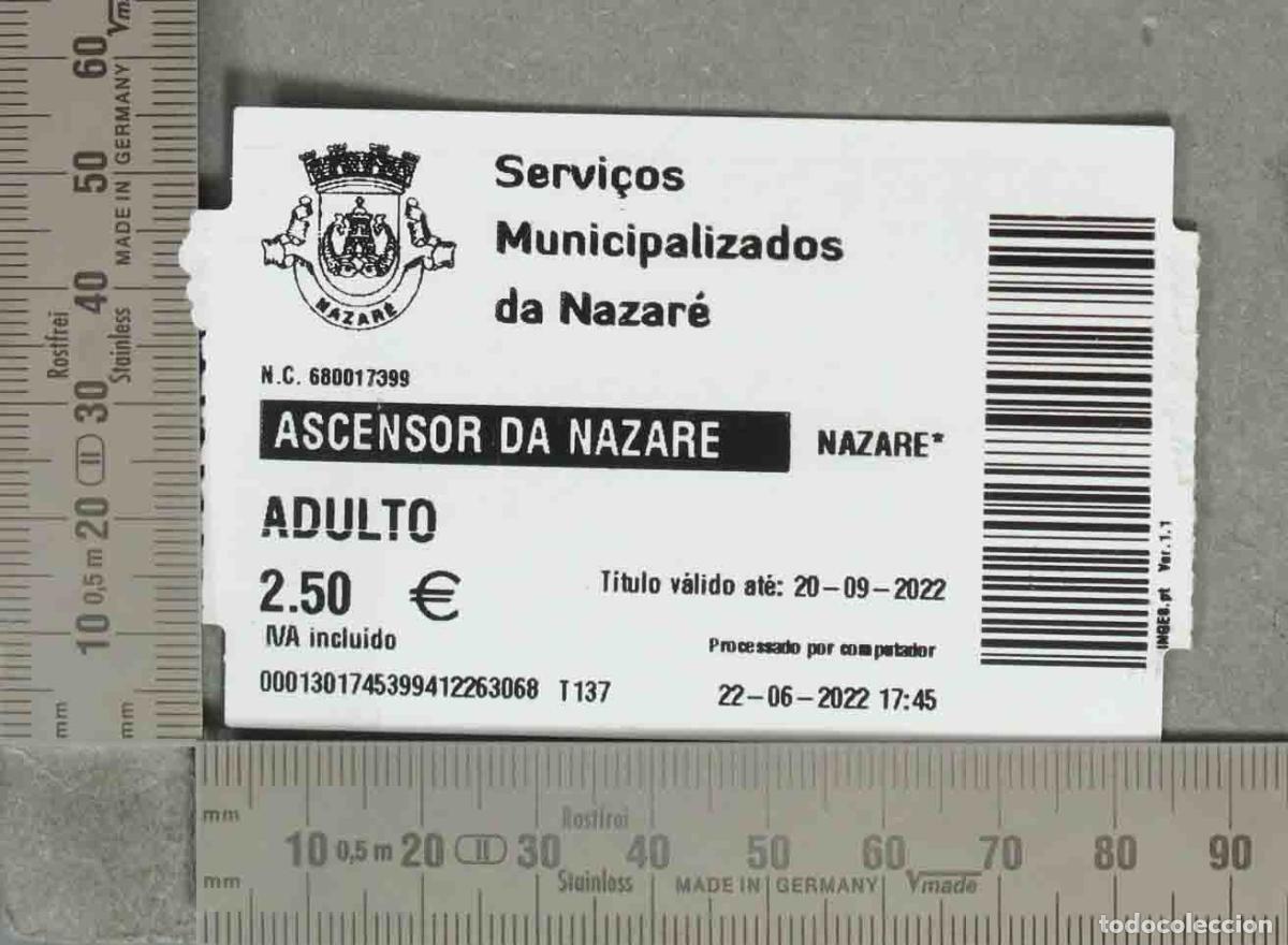 Otros art&iacute;culos de coleccionismo en papel: ENTRADA. Billete Adulto - Ascensor da Nazar&eacute; - Servi&ccedil;os Municipalizados da Nazar&eacute;