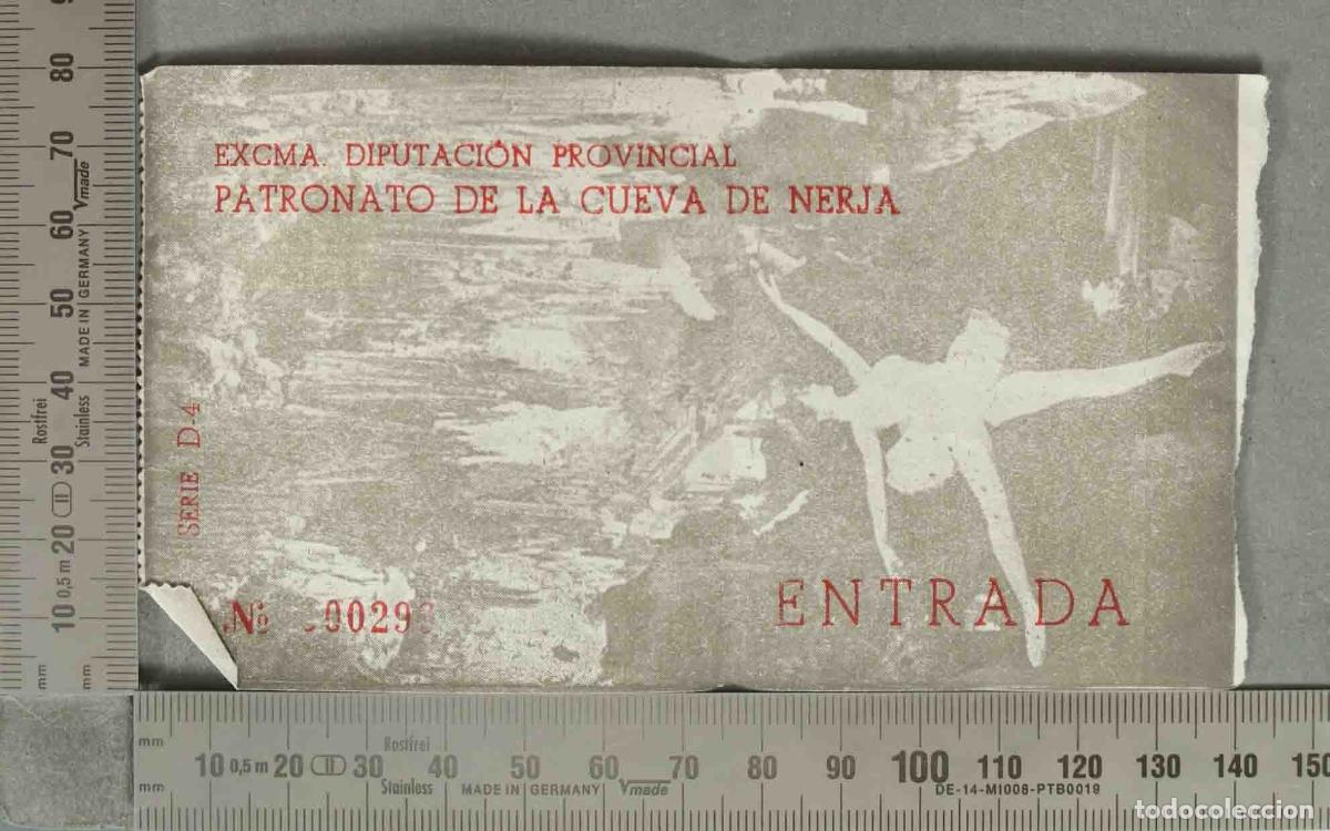 Otros art&iacute;culos de coleccionismo en papel: ENTRADA. Entrada Cueva de Nerja - Excma. Diputaci&oacute;n Provincial - Patronato de la Cueva de Nerja