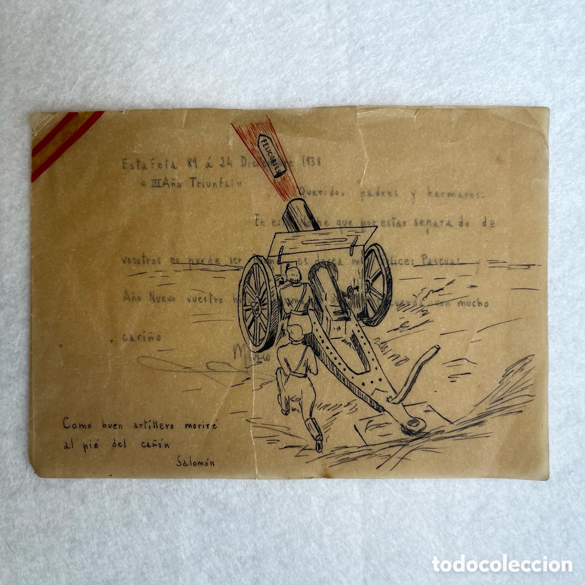 Otros art&iacute;culos de coleccionismo en papel: MILITAR - GUERRA CIVIL - SOLDADO ARTILLER&Iacute;A - DIBUJO / POSTAL - ESTAFETA 89