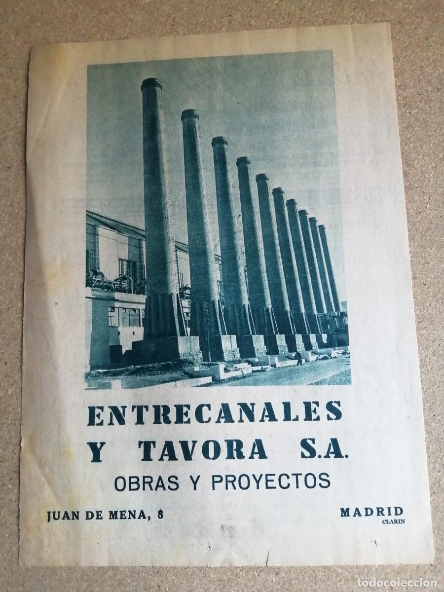 Otros art&iacute;culos de coleccionismo en papel: ANUNCIO. OBRAS Y PROYECTOS ENTRECANALES Y TAVORA S. A.