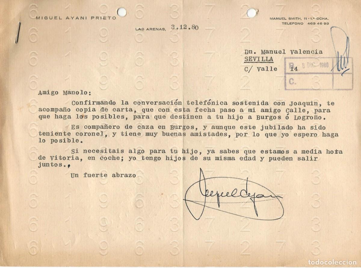 Paper Collecting Others: LAS ARENAS VIZCAYA MANUEL AYANI PRIETO CARTA 1980 M36