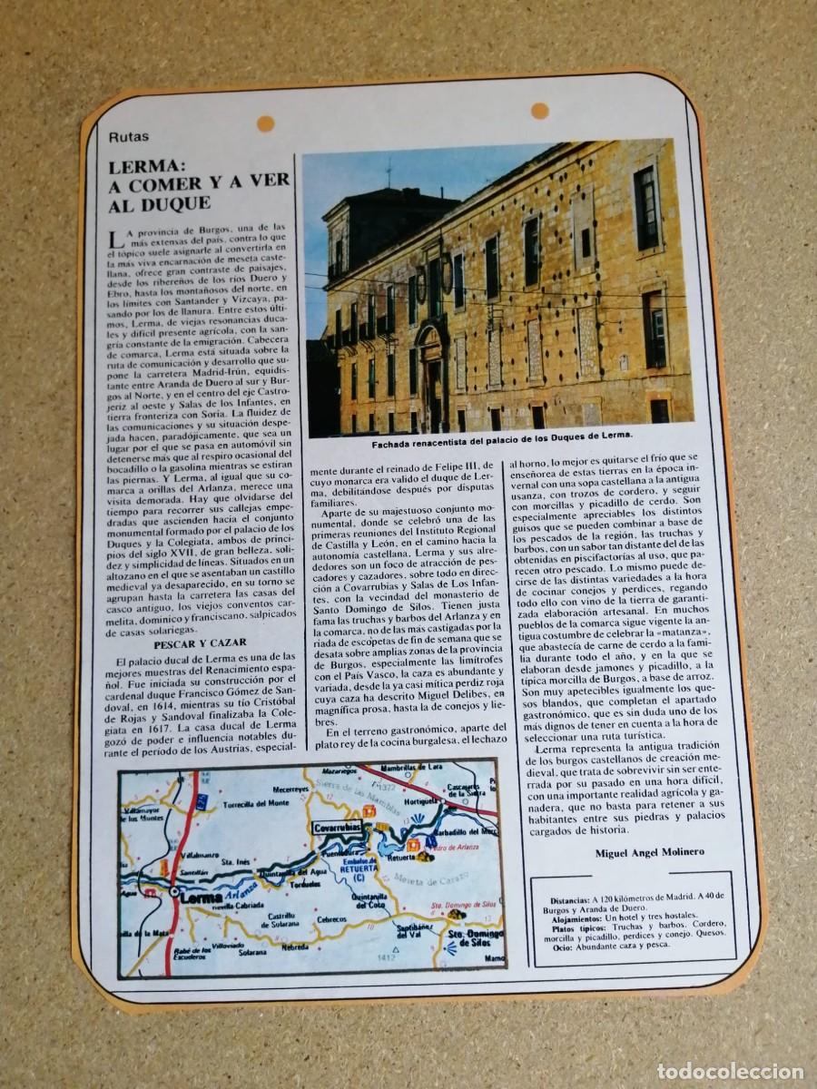 Otros art&iacute;culos de coleccionismo en papel: RUTAS DE ESPA&Ntilde;A. LERMA, A COMER Y A VER AL DUQUE