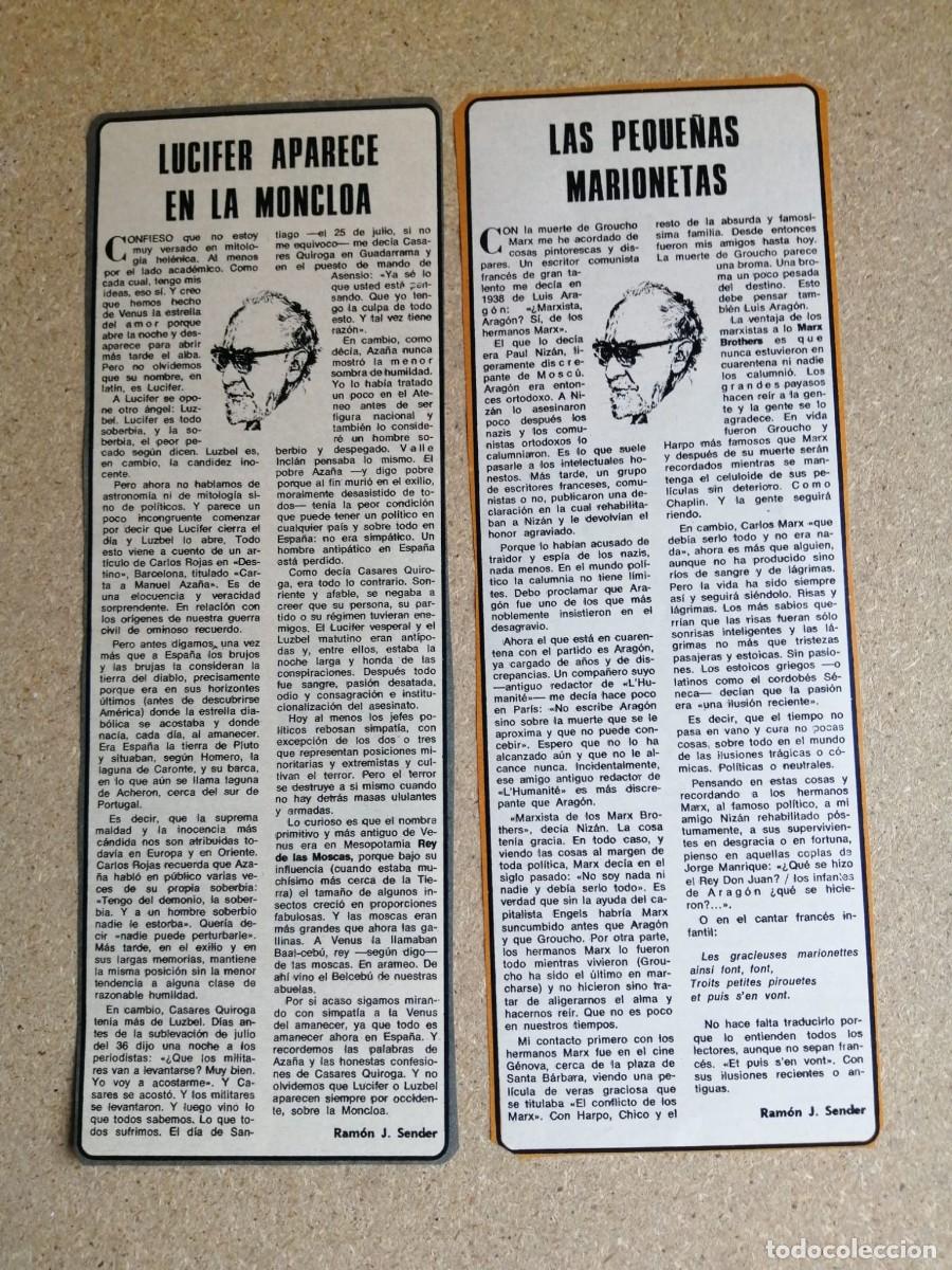 Otros art&iacute;culos de coleccionismo en papel: ARTICULOS RAMON J. SENDER. LUCIFER APARECE EN LA MONCLOA / LAS PEQUE&Ntilde;AS MARIONETAS