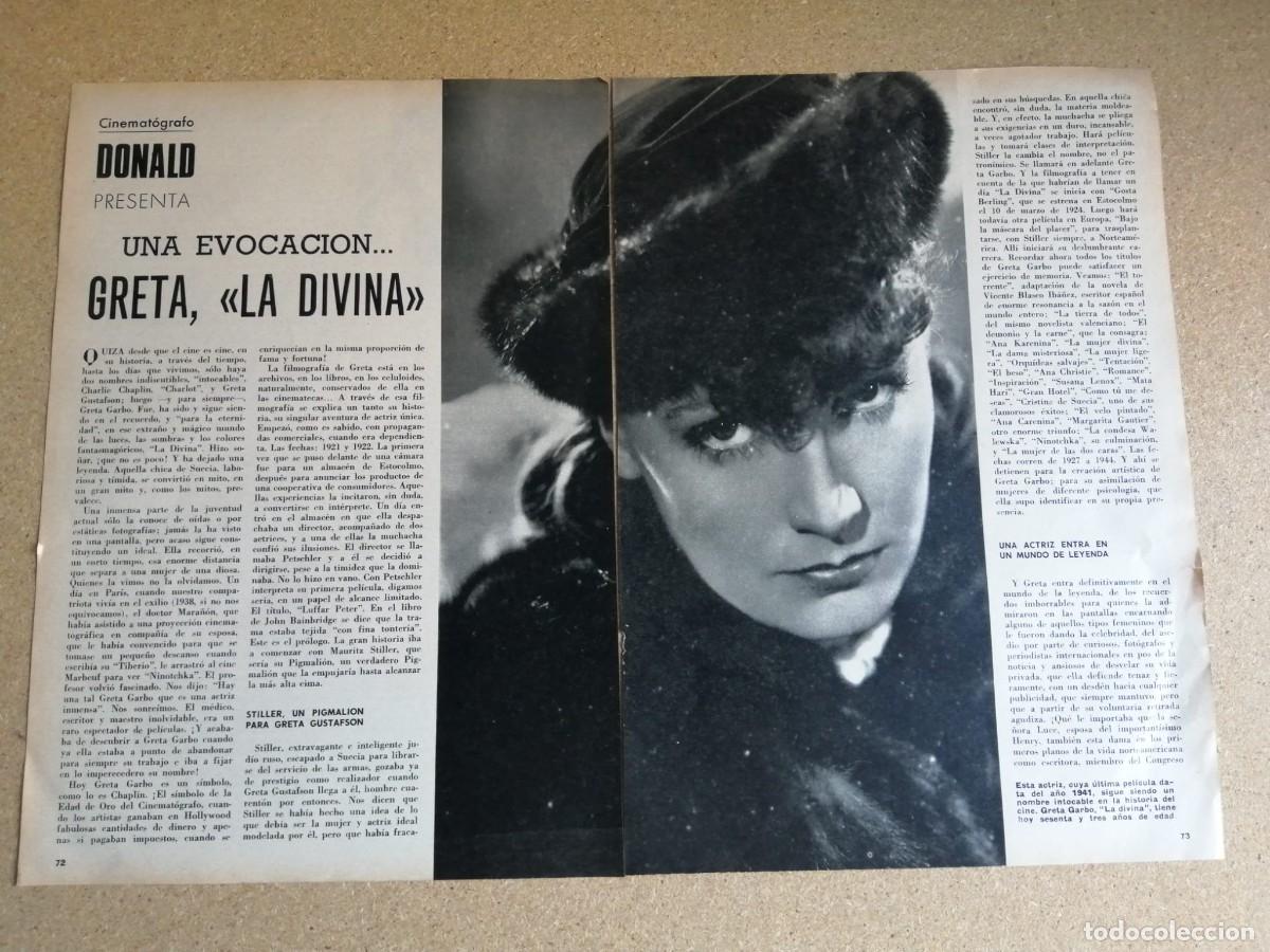 Otros art&iacute;culos de coleccionismo en papel: REPORTAJE. GRETA GARBO, UNA EVOCACION