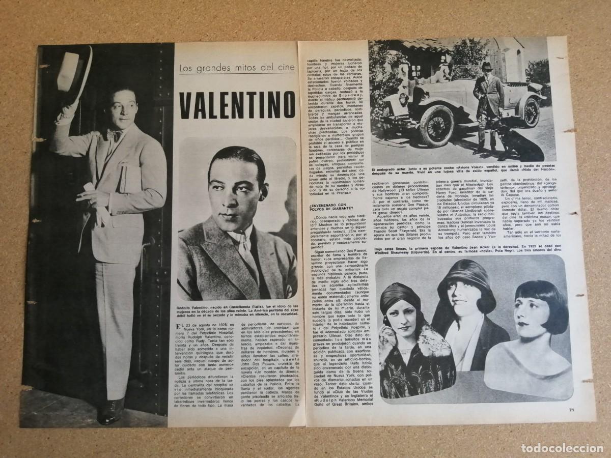 Otros art&iacute;culos de coleccionismo en papel: REPORTAJE. LOS GRANDES MITOS DEL CINE. RODOLFO VALENTINO