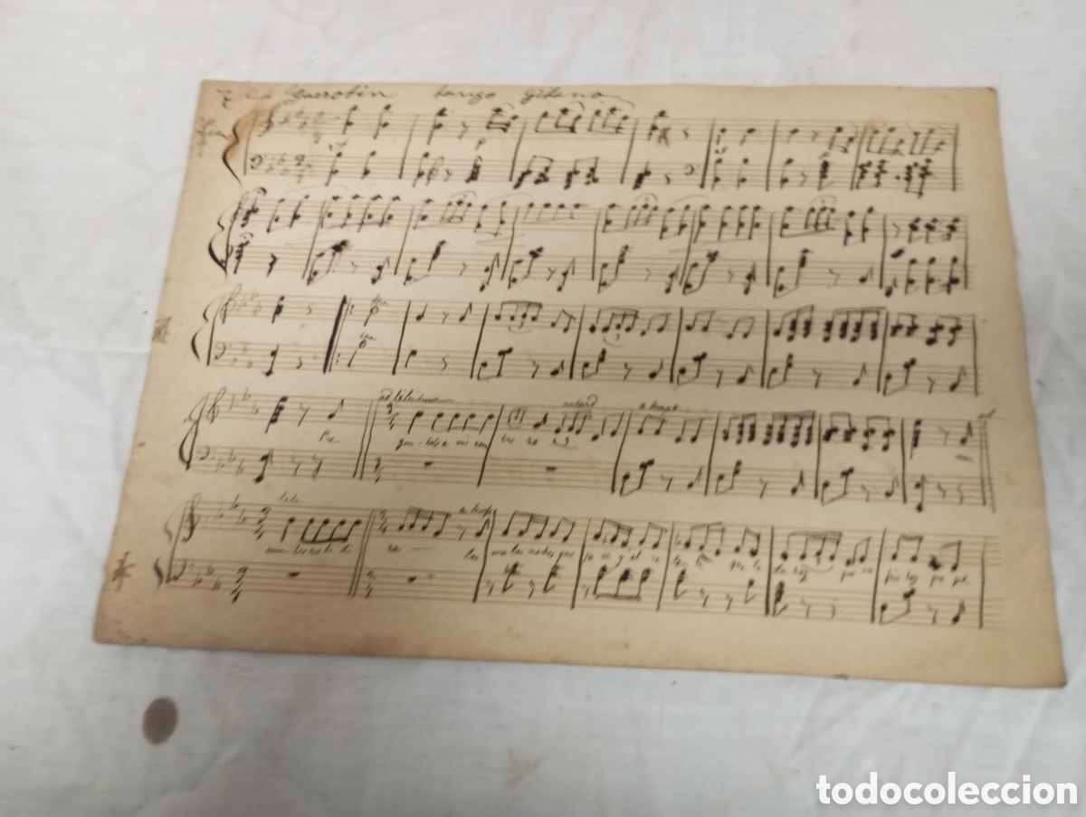 Otros art&iacute;culos de coleccionismo en papel: Antigua partitura sin editar
